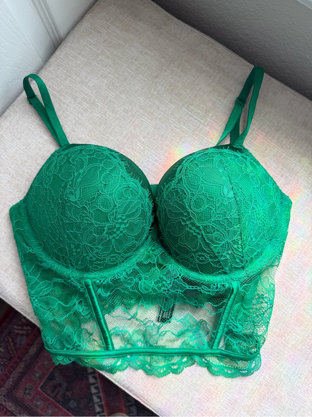 Victorias Secret Very Sexy Bombshell- Add 2 Cups- Pushup Corset Green 34C